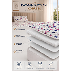 Morena Desenli Sıvı Geçirmez Kapitone Fitted Alez Ve Yastık Kılıfı Seti Özel Kutulu Gönderim 90x200 cm