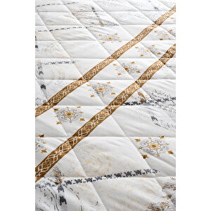 Veluna Desenli Sıvı Geçirmez Kapitone Fitted Alez Ve Yastık Kılıfı Seti Özel Kutulu Gönderim 150x200 cm