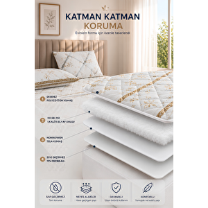 Veluna Desenli Sıvı Geçirmez Kapitone Fitted Alez Ve Yastık Kılıfı Seti Özel Kutulu Gönderim 150x200 cm