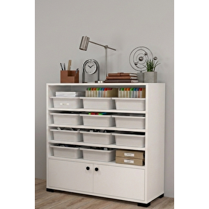 Rüya No.6 On İki Sepetli Modern Kullanışlı Çok Amaçlı Dolap Beyaz-beyaz
