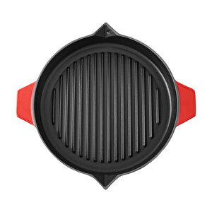 Duo Cast Bombe Grill Tava Kırmızı 30 Cm