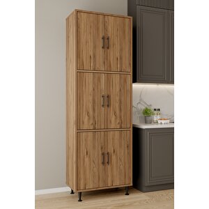 Ae-3015 Atlantik Çam/atlantik Çam Mercan 6 Kapaklı Çok Amaçlı Dolap Raflı Mutfak Kiler Banyo 195*63*35 Çok Amaçlı Dolap