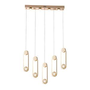 Beckett 5'li Sıralı Kristal Top Başlıklı Gold Sarkıt Led Avize