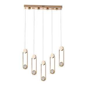 Beckett 5'li Sıralı Kristal Top Başlıklı Gold Sarkıt Led Avize