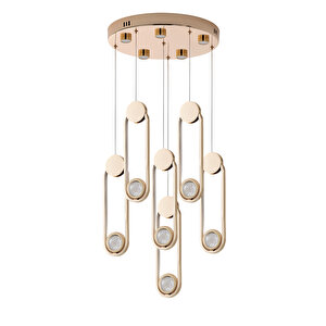 Beckett 6'lı Kristal Top Başlıklı Gold Sarkıt Led Avize