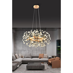 Gloria 60'lik Gold Kristal Taşlı Modern Tasarım Salon Avize