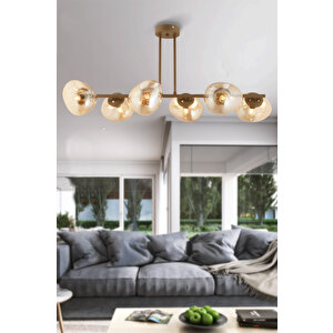 *bal Camli*tristan 6'lı Sıralı Eskitme Modern Yemek Masası Üstü, Salon Avize