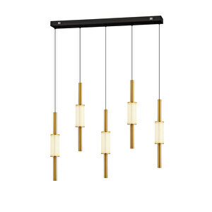 Thressa 5'li Sıralı Siyah Eskitme 3 Renkli Led Avize