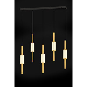Thressa 5'li Sıralı Siyah Eskitme 3 Renkli Led Avize