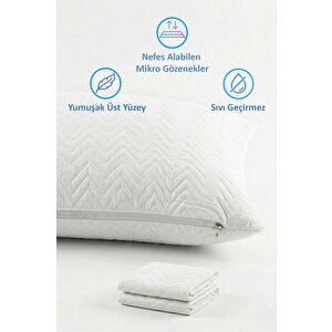 Sıvı Geçirmez Kapitoneli Yastık Alezi 50x70 Cm – Su Geçirmez Yastık Koruyucu 1 Paket (2 Adet) 50x70 cm