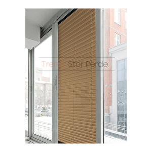 Bronz Plise Katlanır Cam Balkon Perdesi - Ofis Perdesi - Salon Perdesi - 016 80x150 cm