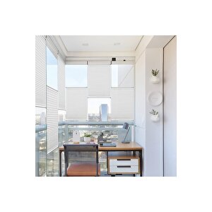 Beyaz Plise Katlanır Cam Balkon Perdesi - Ofis Perdesi - Ev Perdesi - Salon Perdesi - Plise Perde 50x200 cm