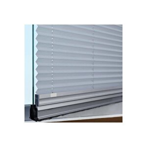 Mavi Gri Plise Katlanır Cam Balkon Perdesi - Ofis Perdesi - Mutfak Perdesi - Plise Perde 30x100 cm