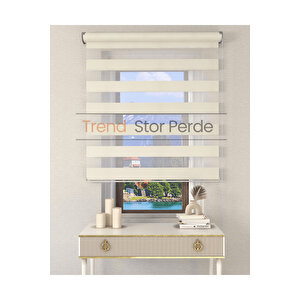 Krem Etek Dilimsiz Zebra Stor Güneşlik Perde 210x260 cm