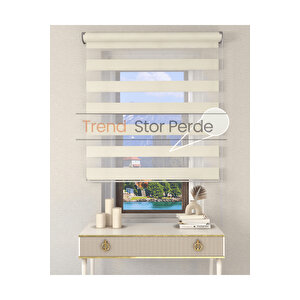 Krem Etek Dilimsiz Zebra Stor Güneşlik Perde 190x260 cm