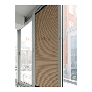 Kahve Honeycomb Plise %100 Isı Ve Işık Geçirmez Katlanır Cam Balkon Perdesi - Salon Perdesi-004 70x250 cm
