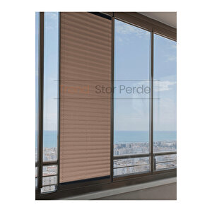 Kahve Blackout Plise %100 Işık Karatma Katlanır Cam Balkon Perdesi - Salon Perdesi-004 60x250 cm