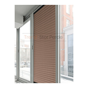 Kahve Blackout Plise %100 Işık Karatma Katlanır Cam Balkon Perdesi - Salon Perdesi-004 60x250 cm