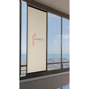 Dimout Yarı Blackout Krem  - Ofis Perdesi - Ev Perdesi - Salon Perdesi - Plise Perde 40x150 cm