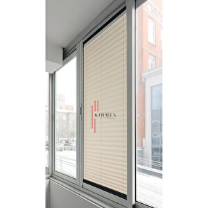Dimout Yarı Blackout Krem  - Ofis Perdesi - Ev Perdesi - Salon Perdesi - Plise Perde 90x150 cm