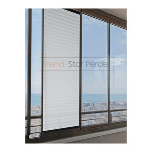 Beyaz Plise Katlanır Cam Balkon Perdesi - Ofis Perdesi - Salon Perdesi - 001 70x200 cm