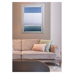 Gri Plise Katlanır Cam Balkon Perdesi - Ofis Perdesi - Mutfak Perdesi - Salon Perdesi - 120x100 cm