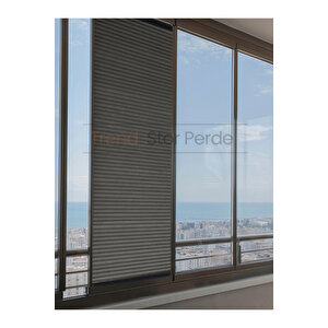 Antrasit Honeycomb Plise %100 Isı Ve Işık Geçirmez Katlanır Cam Balkon Perdesi - Salon Perdesi-005 110x150 cm