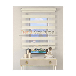 Krem Boncuklu Zebra Stor Güneşlik Perde 140x200 cm