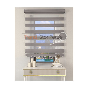 Geniş Plise Gri Etek Dilimli Zebra Stor Güneşlik Perde 160x200 cm