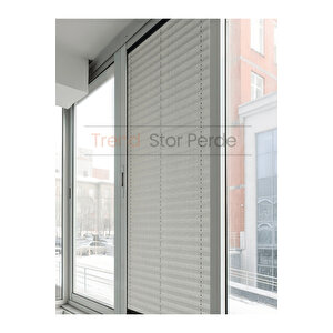 Gri Blackout Plise %100 Işık Karatma Katlanır Cam Balkon Perdesi - Salon Perdesi-002 70x150 cm