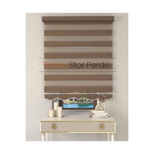 Somon Rengi Etek Dilimli Zebra Stor Güneşlik Perde 120x200 cm