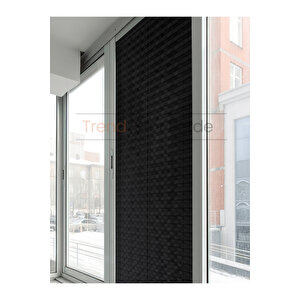 Siyah Plise Katlanır Cam Balkon Perdesi - Ofis Perdesi - Salon Perdesi - 012 110x250 cm