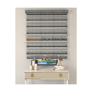 Siyah Yeşil Geçişli Boncuklu Zebra Stor Güneşlik Perde 160x200 cm