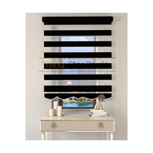 Siyah Bambu Etek Dilimli Zebra Stor Güneşlik Perde 50x200 cm