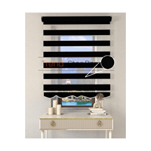 Siyah Bambu Etek Dilimli Zebra Stor Güneşlik Perde 50x200 cm