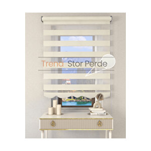 Krem Etek Dilimli Zebra Stor Güneşlik Perde 220x200 cm