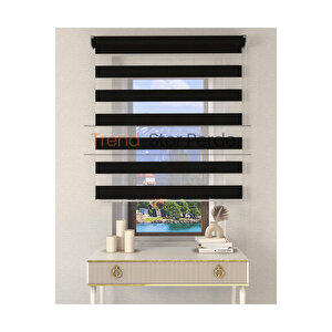 Antrasit Etek Dilimsiz Zebra Stor Güneşlik Perde 200x200 cm