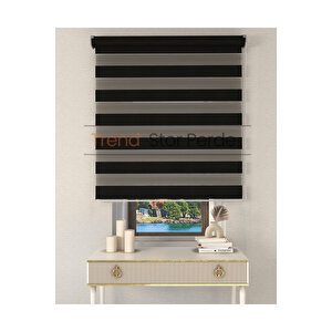 Antrasit Etek Dilimsiz Zebra Stor Güneşlik Perde 200x200 cm