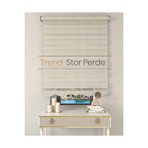 Geniş Plise Krem Boncuklu Zebra Stor Güneşlik Perde 190x260 cm
