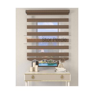 Somon Rengi Boncuklu Zebra Stor Güneşlik Perde 130x200 cm