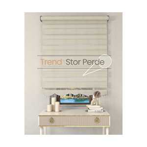 Geniş Plise Krem Boncuklu Zebra Stor Güneşlik Perde 150x260 cm