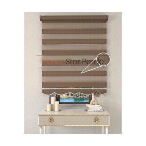 Somon Rengi Boncuklu Zebra Stor Güneşlik Perde 140x200 cm