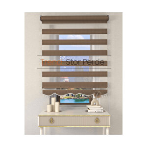 Somon Rengi Boncuklu Zebra Stor Güneşlik Perde 200x200 cm