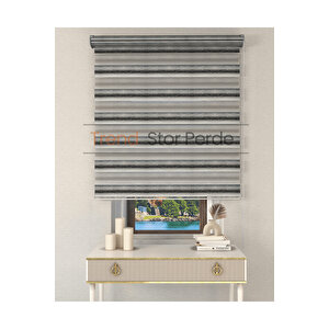 Siyah Yeşil Geçişli Etek Dilimsiz Zebra Stor Güneşlik Perde 140x200 cm