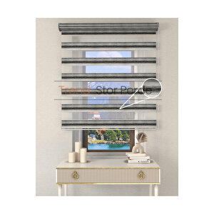 Siyah Yeşil Geçişli Etek Dilimsiz Zebra Stor Güneşlik Perde 210x200 cm