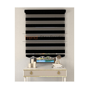 Siyah Bambu Boncuklu Zebra Stor Güneşlik Perde 200x200 cm