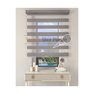 Geniş Plise Gri Etek Dilimsiz Zebra Stor Güneşlik Perde 50x200 cm