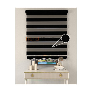 Siyah Bambu Boncuklu Zebra Stor Güneşlik Perde 110x260 cm