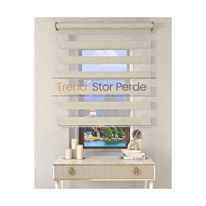 Geniş Plise Krem Etek Dilimsiz Zebra Stor Güneşlik Perde 160x200 cm