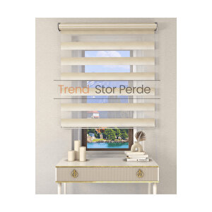 Krem Beyaz Geçişli Etek Dilimsiz Zebra Stor Güneşlik Perde 220x260 cm